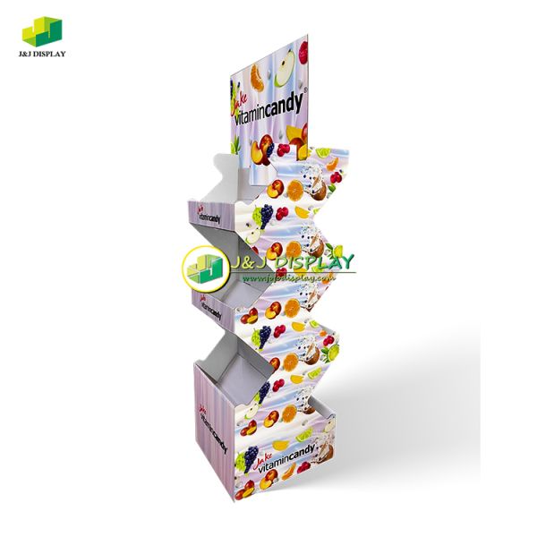 Candy / Snack Pop Cardboard Display Stand Foldable For Promotion Retail Store