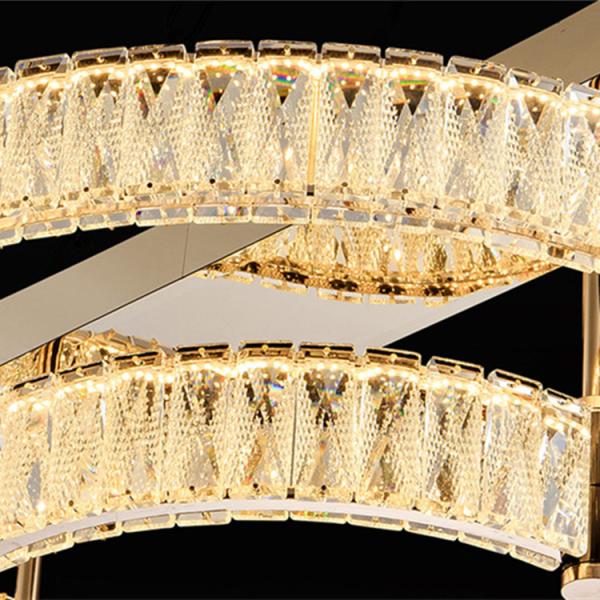 Customized LED Gold Crystal Pendant Light Apartment Artistic Living Room