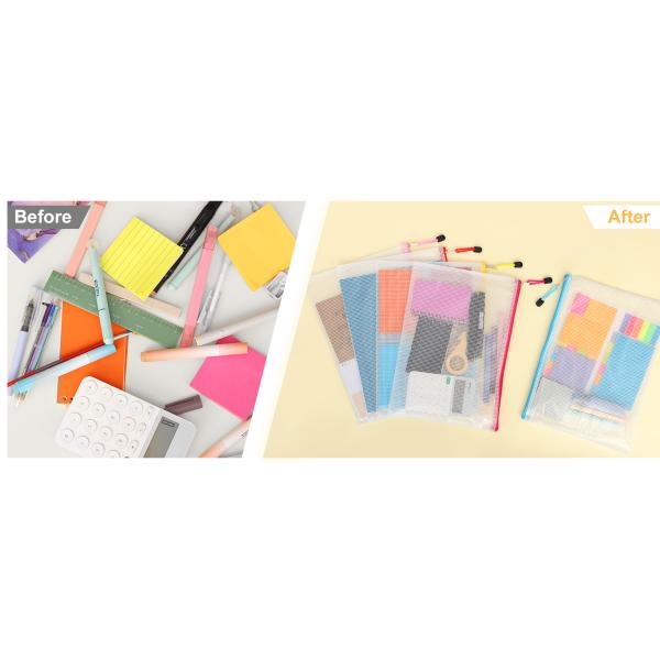 Mesh Zipper Bag A4 Student Subject Bag Bill Transparent Waterproof Plastic Data Bag Wholesale