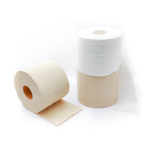 Excellent Quality Natural Cream Beige 3 Ply Big Roll Hotel Bath Tissue Paper Toilet