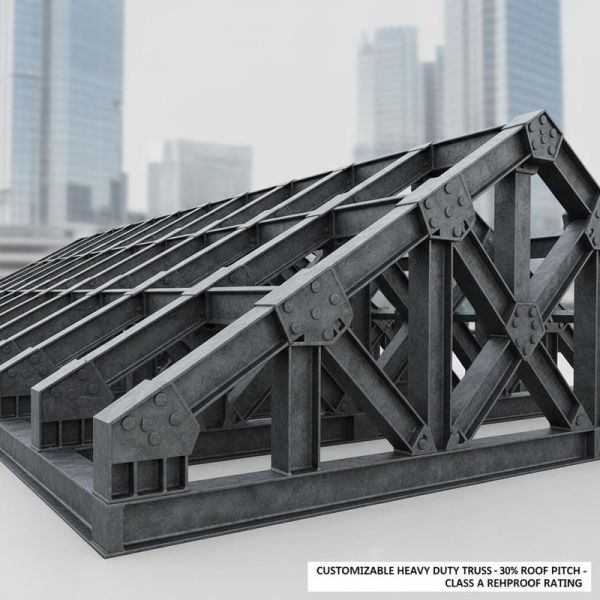 Customizable Heavy Duty Truss with 30% Roof Pitch and Class A Fireproof Rating for Large Scale Buildings