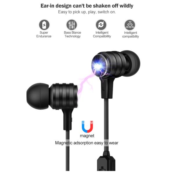 Neckband Wireless Stereo Earphone With Magnetic Bluetooth Headset Sports In - Ear Earbuds