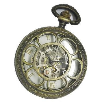 Mechanical Automatic custom Gold Pocket Watches round shape , CE ROHS certification