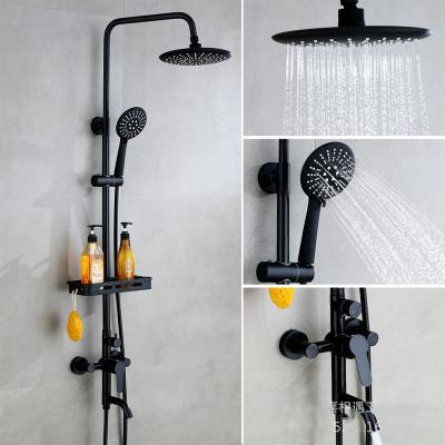 Modern Bathroom Matte Black Rainfall Shower Head Set Wall Mounted Home