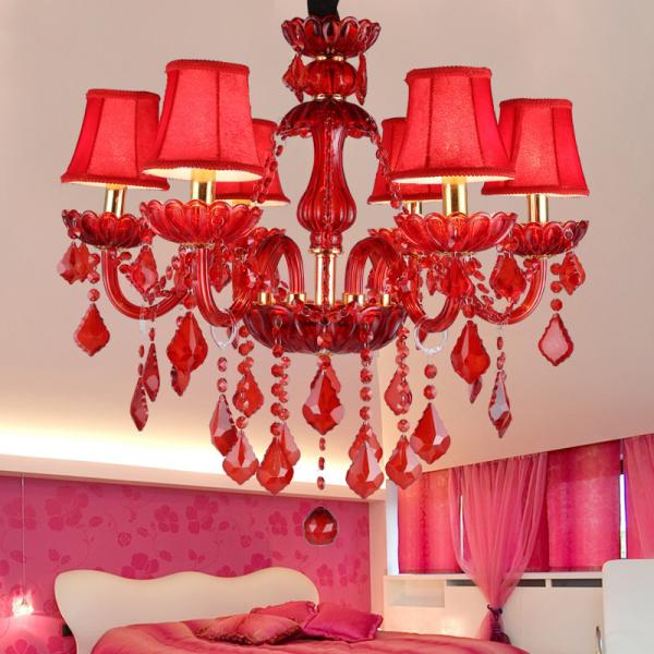 JYLIGHTING　Modern Crystal Drop Light K9 Crystal Pendant Lights For Weddings Ceiling Light Red For Wedding Lamp
