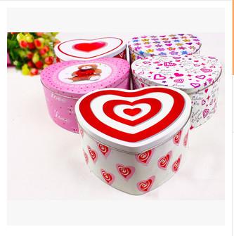 New promotional gift customed logo round heart shape tin package gift candy box case