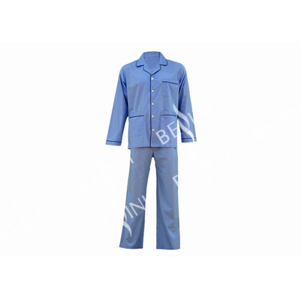 Soft Handfeel Mens Luxury Sleepwear Navy Piping Around The Neckline