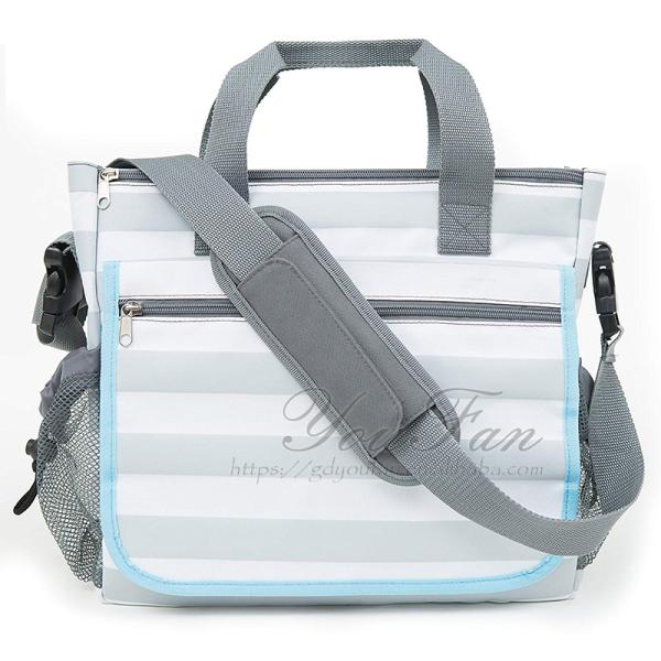 Stylish Grey Stripe Nappy Organizer Diaper Tote Bag