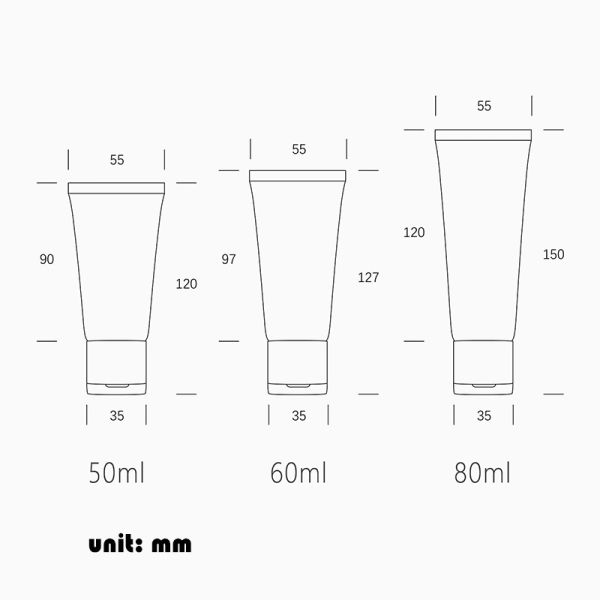 50ml 60ml 80ml Cosmetic Packaging soft cosmetic container utilizing hot stamping printing method crafted for cosmetic product protection and branding