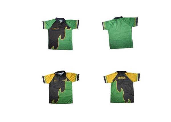 Kids Wrinkle Free Printed Polo Shirts Sublimated Tops For Golf / Cycling