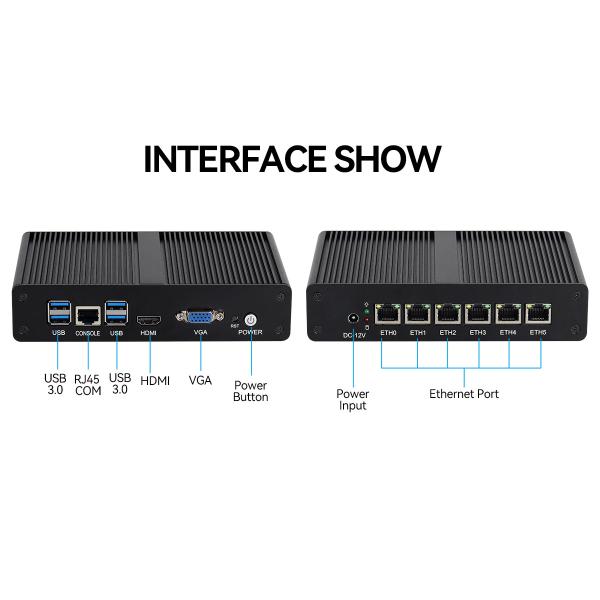 Intel Pentium 4405U 6LAN RJ45 Программный маршрутизатор DDR4 с двойным экраном