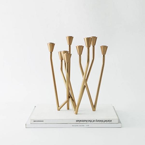W shape metal nordic style brass candle stick holder tabletop Decorative Candle Holder