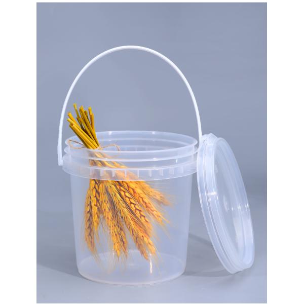 Direct Round 1L de grado alimenticio, cubo de galón claro para almacenamiento de refrigerios, bebidas de frutas, leche y té