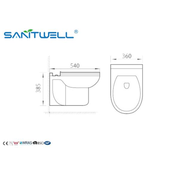 540*360*385 mm NR125 Wall Hung Toilet In Living Room White Color Washdown Rimless