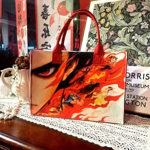 Nezha Ao Bing Demon Child Felt Handbag Student Handbag Large Capacity Tote Bag Gift Bag Custom Wholesale Tote Bag with Handles Duty Tote Shopping Felt Bags
