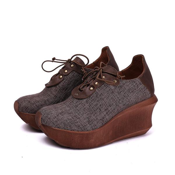 S153 Factory personalized side zipper leather platform high heel sandals ethnic retro handmade first layer leather women