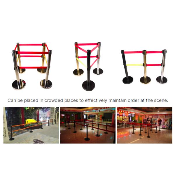 Barrière de foule rétractable en acier inoxydable pour hôtel, support de barricade, poteau de balustrade