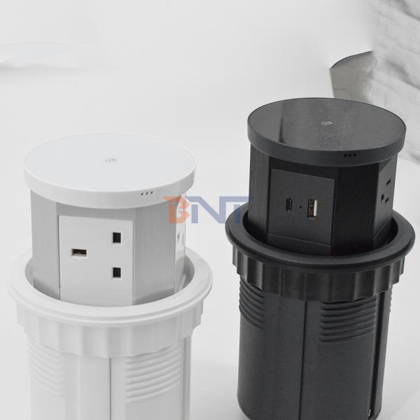 18W Wireless Charger Pneumatic Lifting Socket UK Power Hidden Outlet Kitchen Island Office Desktop Pop Socket