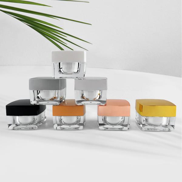 Screw Cap Square Face Cream Acrylic Cosmetic Jar 10g Logo Printing