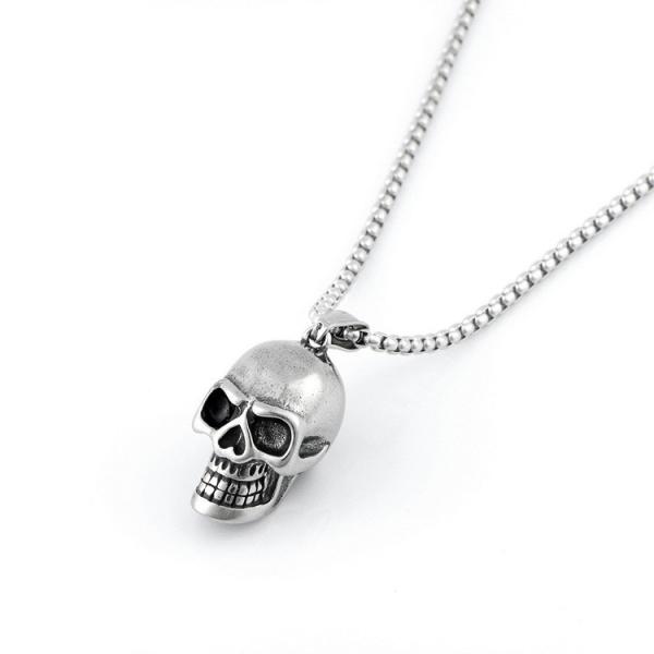 Skull titanium steel necklace with European and American style men's stainless steel skull necklace pendant