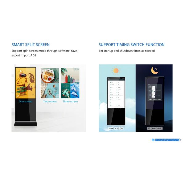75 Inch Floor Standing Digital Signage with Android OS and 300 Nits Brightness for Indoor Commercial Display