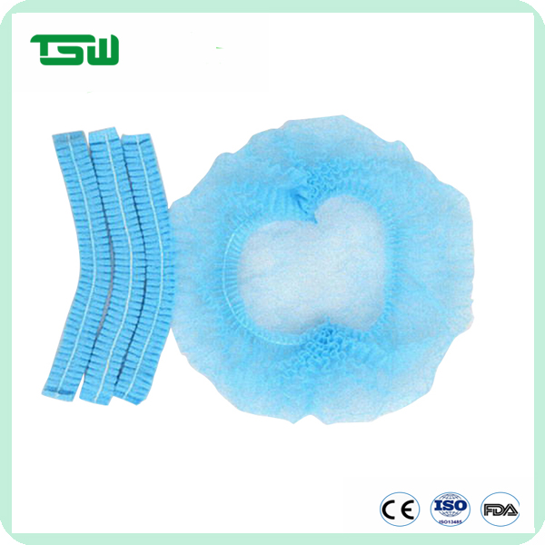 Blue Color Disposable Nurse Cap 12g 21 inch With Double Elastics