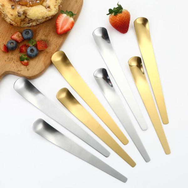 Customized Metal 304 Stainless Steel Ice Cream Scoop Slender Spoon for Dessert Square