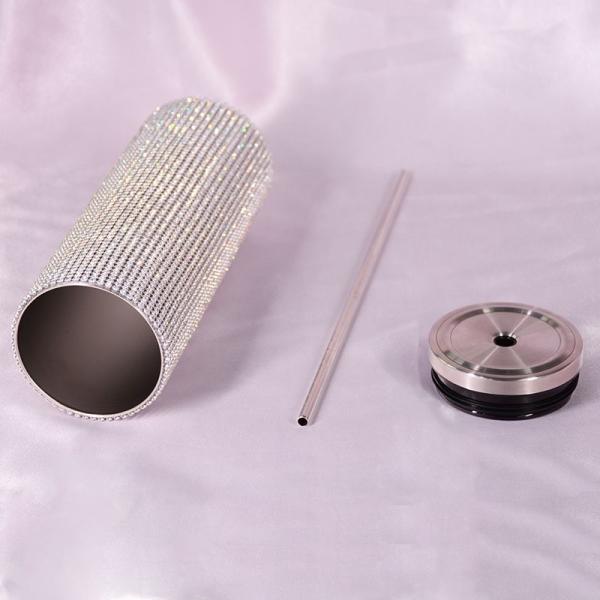 Personalized 20 Oz Plastic Water Bottle Bling Rhinestone Tumbler Water Bottle With Handle And Straw Screw Lids Double Wall Insulation