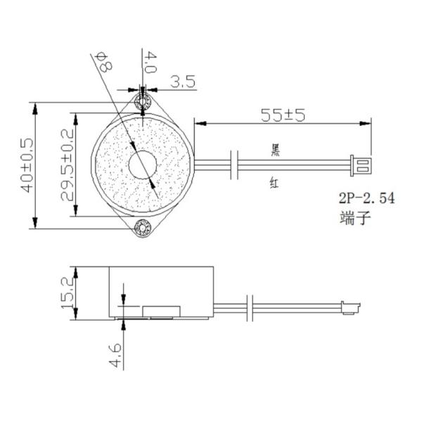 ABS Material Φ30mm Active Piezo Buzzer Intermittent With 55mm Wire / Connector
