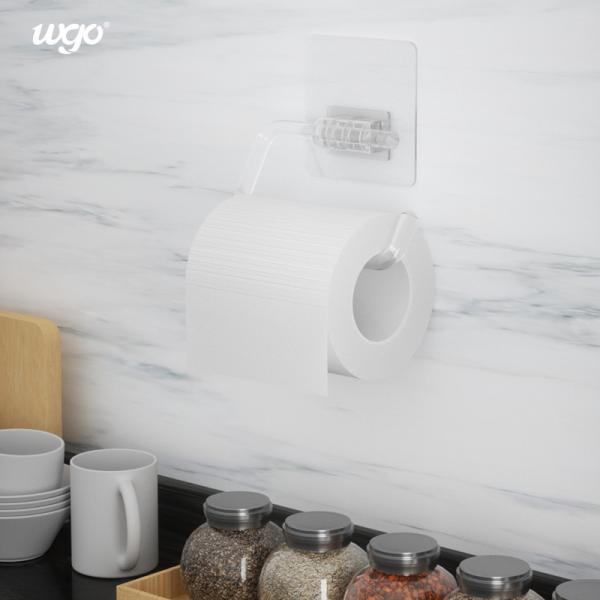O banheiro autoadesivo da montagem da parede ajusta o suporte claro do suporte do rolo do papel higiênico