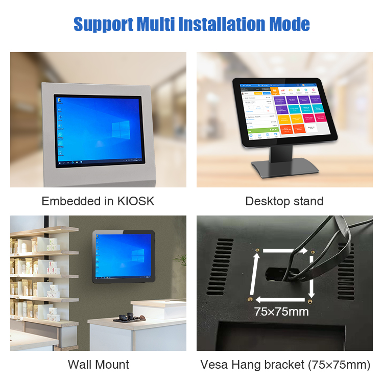 Мониторы Pos емкостные LCD монитора экрана касания POS СИД USB 15 дюймов