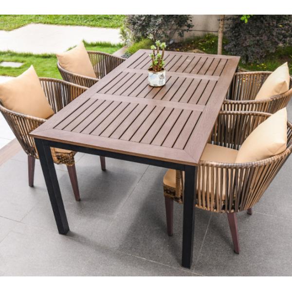 Outdoor Table And Chair Villa Courtyard Garden Leisure Terrace Plastic Wood Table Combination Of Outdoor Rattan Table