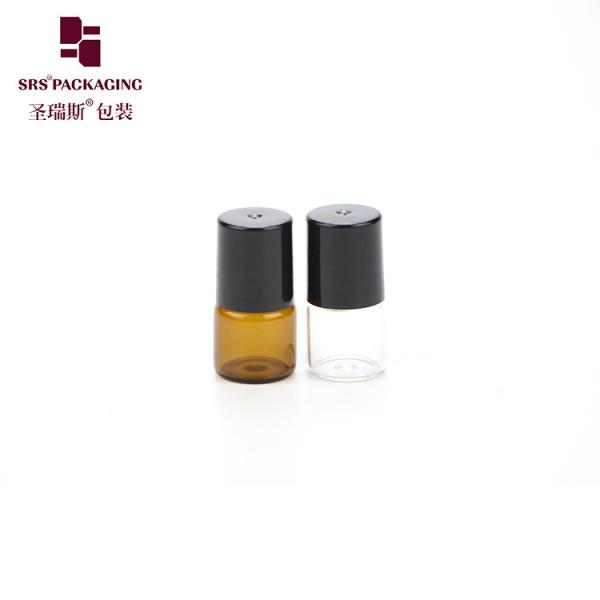 Cosmetic Perfume Amber Glass Roller Bottle Empty Mini 1ml With Thin Wall