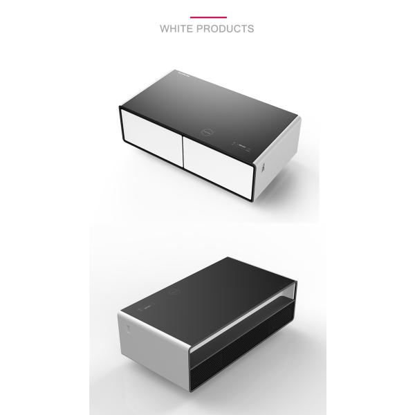 Hotel Fridge Wine Cooler with Music Speaker and Wireless Charging in Black Wood Grain
