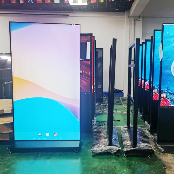 75 inch 85 inch 98 inch floor stand digital signage full screen with wheels easy to move