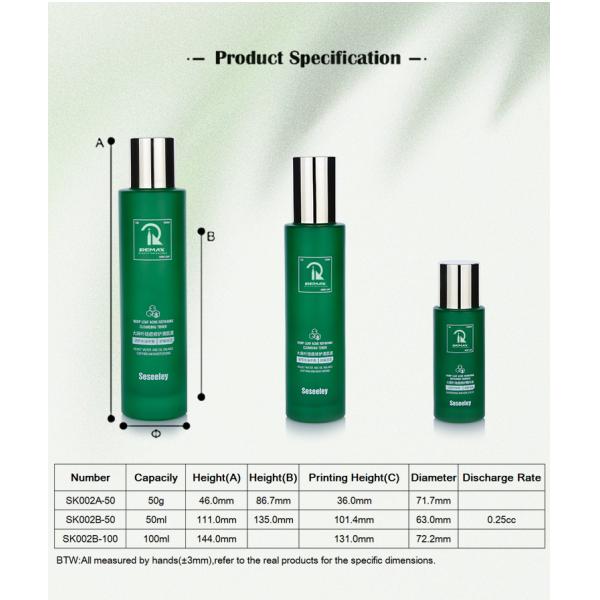 Luxo 100 ml de loción de vidrio conjunto cilíndrico verde helado para el cuidado personal