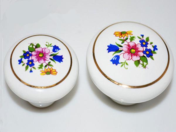 Black Kitchen Cupboard Ceramic Handles And Knobs 32mm Dia Round Porcelain Dresser Pulls