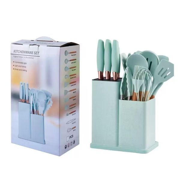 High-quality 19-piece silicone kitchenware set for home use
