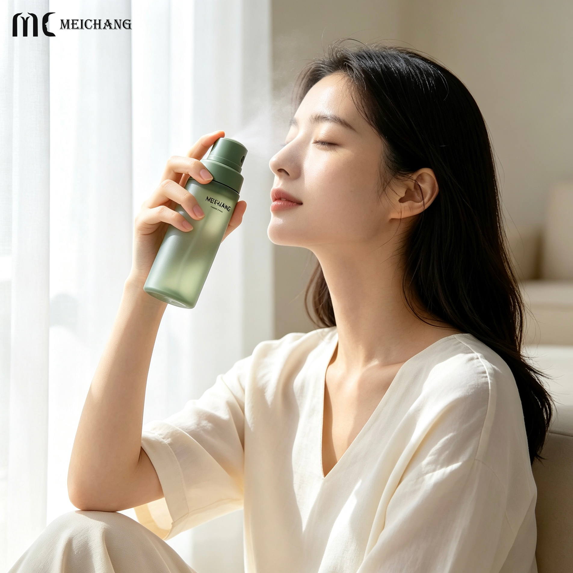 60ml 100ml 150ml Round PCR HDPE Powder Spray Bottle for Skincare Powder Packaging (MC-1504)