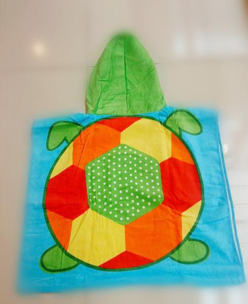 Cartoon Design Childrens Poncho Beach Towels 100% Machine Washable Cotton