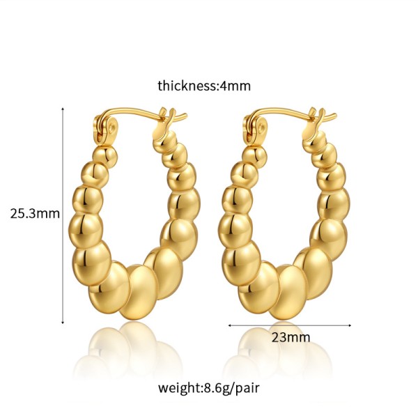 18K Vacuum Gold-Plated Fashion Stainless Steel Round Earring Female Geometric Earrings