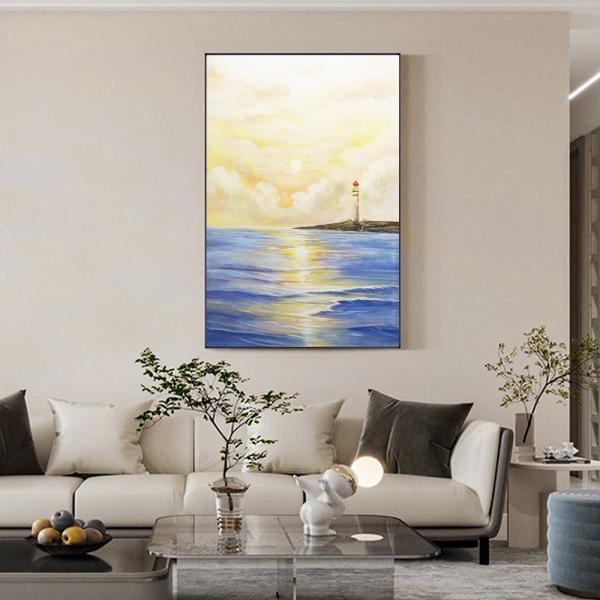 Customized Size Hand Painted Oil Painting Modern Wall Decoration Art Sailboat Seascape Texture