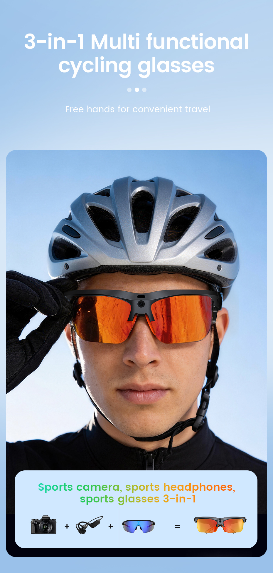 E08 Smart Glasses-1200P HD Video AI Object Recognition IP54 Waterproof Magnetic Charging Voice Control Semi-Open