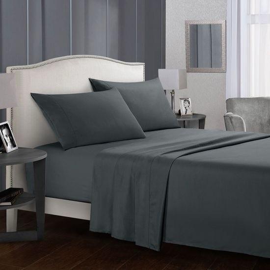 Custom Color Packaging Bed Linen Plain Dyed Home Hotel Bed Flat Fitted Sheet Bedding Set
