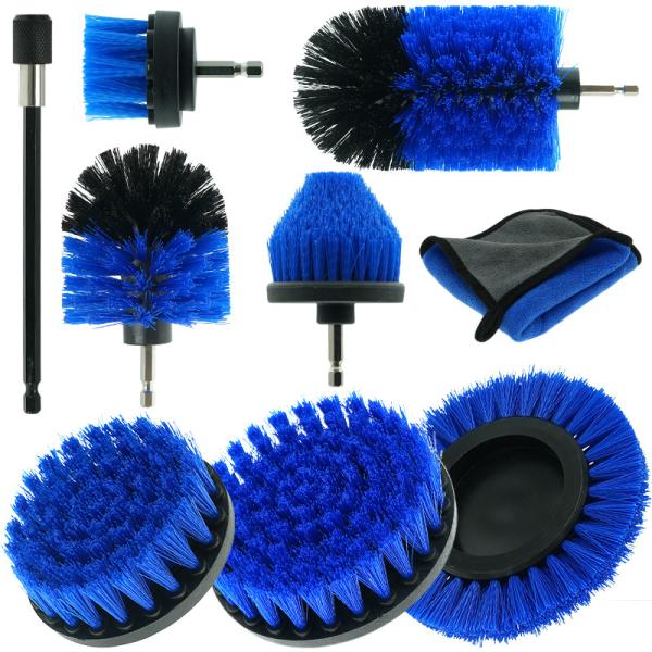 9PC Blue Grout Brush Drill Attachment Sponge Car Wheel Detailing
