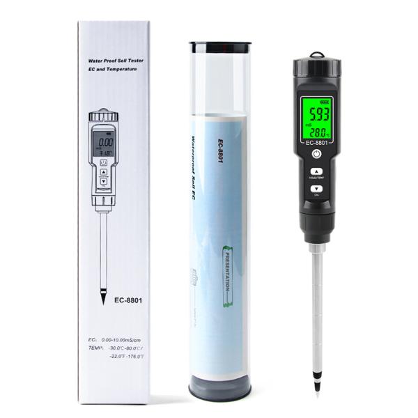 EC-8801 Soil Meter Portable Digital Display Horticultural Planting EC Salt Soil Detector For Household Potted Soil Planting