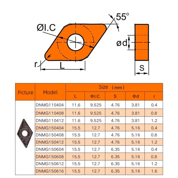 DNMG150604 Carbide Turning Insert Coated Diamond Shape for CNC Machining