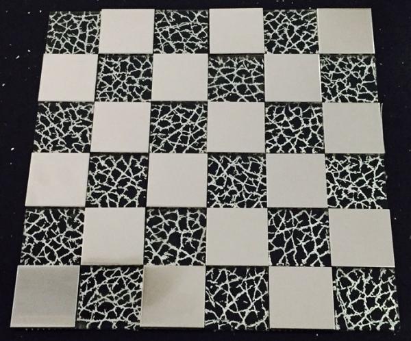 SS Square Metallic Mosaic Tiles Glass Sheets For Kitchen Countertop