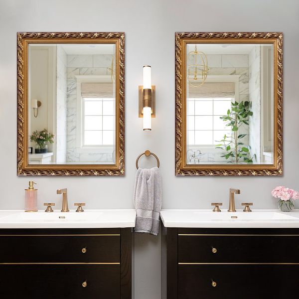 Silver LED Framed Mirror Anti Explosion Wall Mounted Decorative Mirror 4mm 5mm