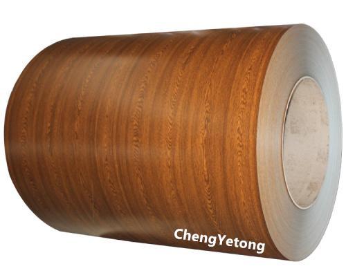 PVDF Coating Wood Grain Coil Coated Steel , Furniture Material Galvanised Steel Coil